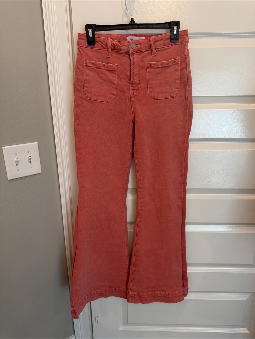 High-Rise Coral Flare Jeans for Women